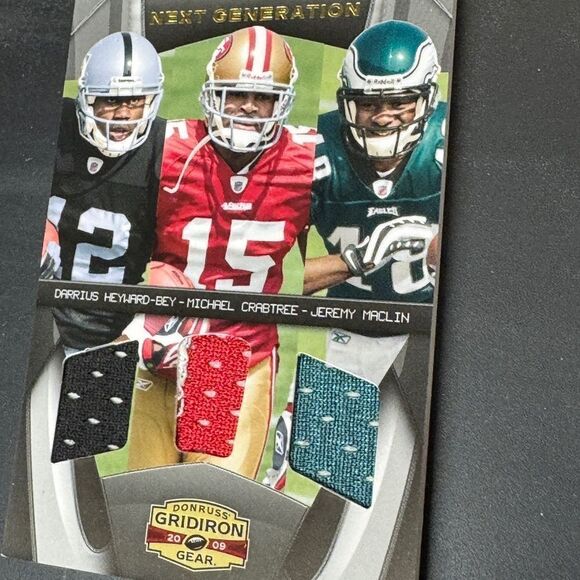 2009 donruss gridiron Crabtree,heyward-bey,maclin #5 16/250 triple patch - Picture 2 of 3